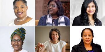 Confirmed speakers at “Soul To Soil” Women’s Day brunch: Kagiso Trust CEO Dr Mankodi Moitse, Agda CEO Leona Archary, Logamal Ramiah, the CEO of Masimong, farmer-agripreneur Ntuthu Mbiko, Carmién CEO Mientjie Mouton, and Farmer’s Inside Track podcast host and beekeeper Dawn Noemdoe. Photos: Supplied/Food For Mzansi
