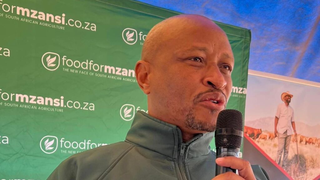Christopher Digwamaje, senior technical information officer at the department of agriculture, was one of the speakers at Food For Mzansi’s farmers’ day in Limpopo. Photo: Ivor Price/Food For Mzansi