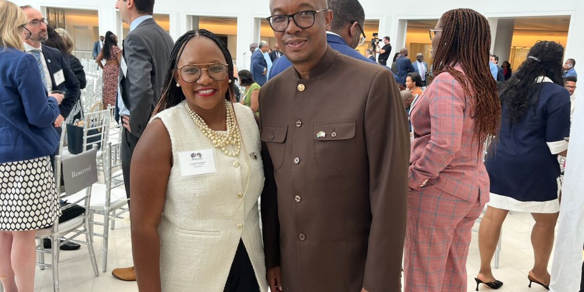 Minister of trade, industry and competition, Parks Tau, with Lesego Serolong-Holzapfel in Washington at the Agoa Forum. Photo: Supplied/Food For Mzansi