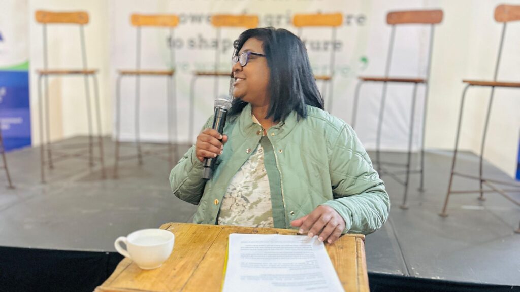 AGDA CEO Leona Archary delivered an inspiring address at the Soul To Soil Women’s Day brunch, celebrating the transformative power of women in agriculture. Image: Gareth Davies/Food For Mzansi