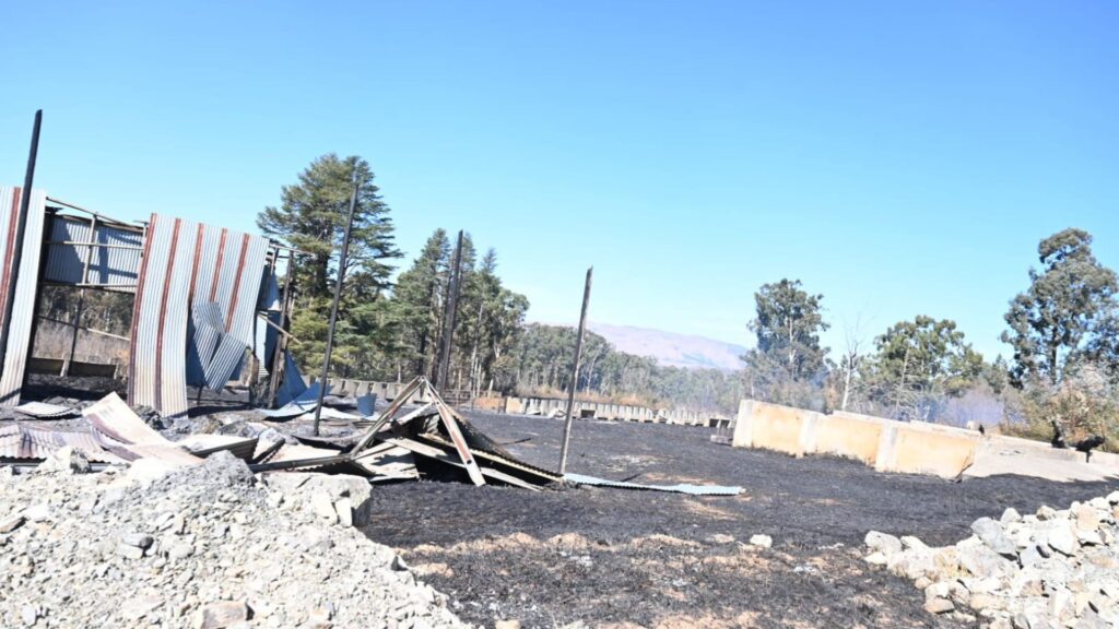 Damaged infrastructure at the Kokstad agricultural research station following the devastating veldfires in KwaZulu-Natal. Photo: Supplied/Food For Mzansi