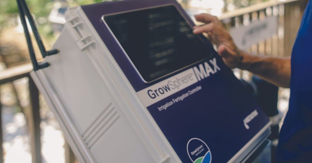 The GrowSphere all-in-one irrigation operating system, designed to optimise water and fertilizer use, on display at a recent farming event. Photo: Supplied/Food For Mzansi