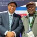 Dr Ivan Meyer, Western Cape minister of agriculture, economic development and tourism, alongside Dr Daniel Edjo’o, Ebolowa city mayor in Cameroon, at the 17th Fair Trade Cities and Towns International Conference in Paarl, South Africa. Photo: Ivor Price/Food For Mzansi