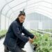 Pheliswa Toto, an intern at the Living Soils Community Learning Farm, tends to crops inside the hydroponic greenhouse tunnel donated by Vegtech Netafim. Photo: Supplied/Food For Mzansi