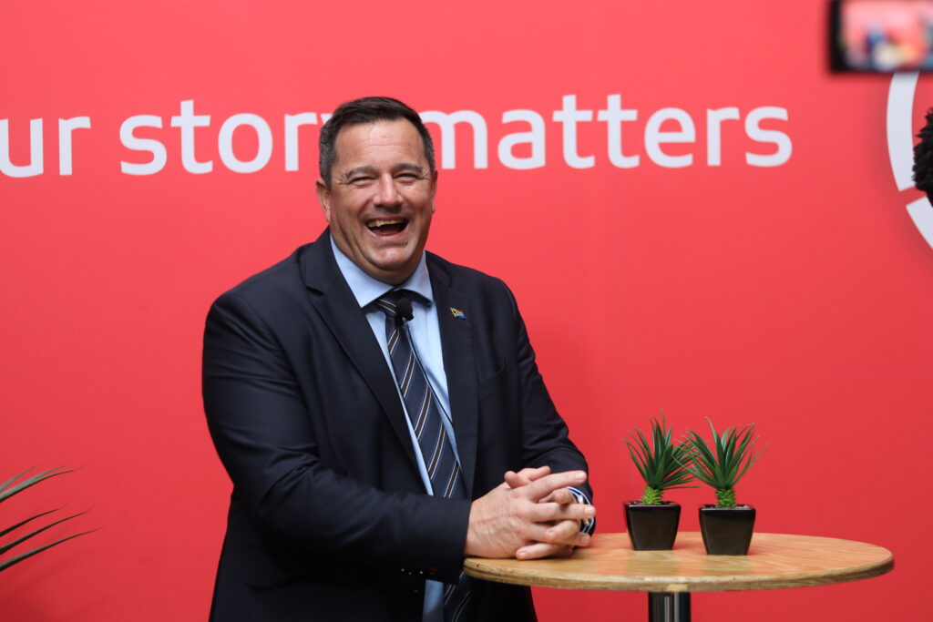Agriculture minister John Steenhuisen engages with industry leaders during the Agda-Absa Ministerial Stakeholder Dialogue in Pretoria. Photo: Iwan Dirksen/Food For Mzansi