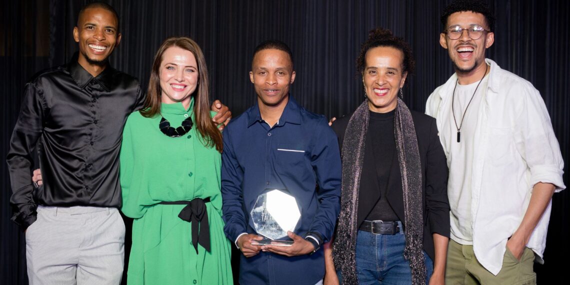 Chester Fisch (holding the award) with judges at the Agri Got Talent finale in the Western Cape. Photo: Supplied/Food For Mzansi.