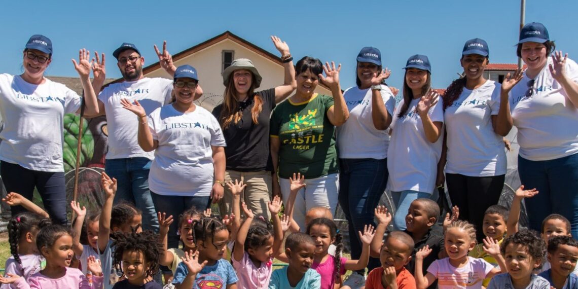 A celebration of growth and community: Libstar and The Sprightly Seed volunteers join the Ravensmead Educare Centre children in celebrating their successful partnership in the Western Cape. Photo: Supplied/Food For Mzansi