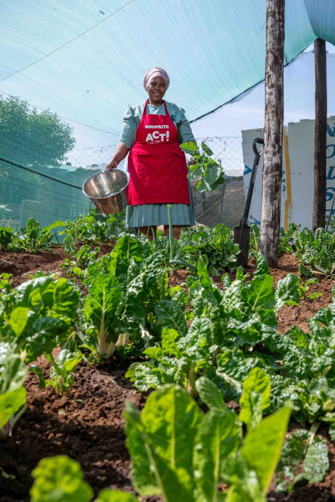 Selina Majafi harvests fresh produce at the Dikonyana community centre in Mangaung, supporting 130 local residents with daily meals. Photo: Supplied/Shoprite