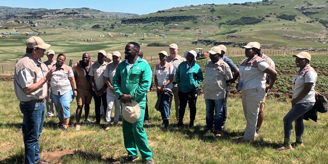 Potatoes SA's board of trust visiting beneficiary farmer, Butho Vuthela, of the enterprise development project. Photo: Patricia Tembo/Food For Mzansi