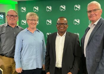 John Hudson (national head of agriculture at Nedbank), Tracy Davids (senior agricultural economist at BFAP), Wandile Sihlobo (chief economist at Agbiz), and Zhanne Meyer (head of agricultural finance at Nedbank CIB). Photo: Ivor Price/Food For Mzansi