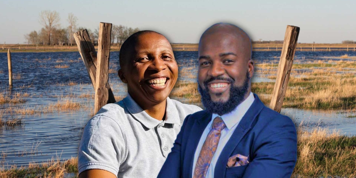 Dr Siphe Zantsi, agricultural economist at the Agricultural Research Council, and Lunga Njara, manager of strategic partnerships at Land Bank Insurance. Photo: Supplied/Food For Mzansi