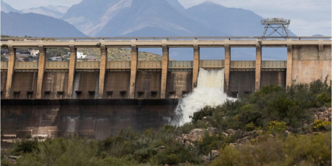 The minister of water and sanitation, Pemmy Majodina, says she is satisfied with the progress of Clanwilliam Dam upgrade. Photo: Ashraf Hendricks/GroundUp