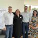Rico Basson (CEO of South Africa Wine), Marike Brits (chairperson of Agricultural Writers SA's !Xhariep region), Conrad Schutte (CEO of Vinpro), and Lindi Botha (national chairperson of Agricultural Writers SA) at wine industry roundtable yesterday. Photo: Ivor Price/Food For Mzansi