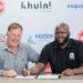 From left to right: Quintin Cross, managing executive of AECI Plant Health, and Khula! CEO and co-founder Karidas Tshintsholo signing the agreement. Photo: Supplied/Khula!
