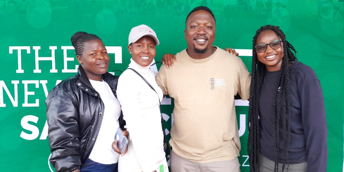 Limpopo farmer Kgaugelo Thosaga (middle) with aspiring farmers attended Food For Mzansi Farmers' Day in Polokwane, Limpopo. Photo: Supplied/Food For Mzansi