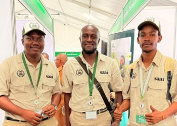 Sakhumuzi Manganyela, Thapelo Xhali, and Fumani Malungana attended the 2025 Mzansi Young Farmers Indaba and loved every second of it. Photo: Ivor Price/Food For Mzansi