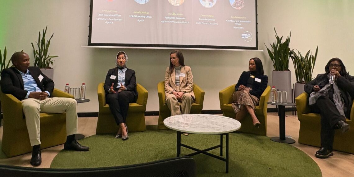 Experts at a recent Deloitte Africa event emphasised sustainable agricultural solutions to unlock the agri sector’s full potential. From left to right: Agricultural economist Dr Siphe Zantsi; chief food and sustainability officer at Woolworths, Latiefa Behardien; COO at Grain SA, Jolanda Andrag; executive director at Buhle Farmer's Academy, Zamo Shongwe; and CEO at the Agricultural Development Agency, Leona Archary.
Photo: Supplied/Food For Mzansi