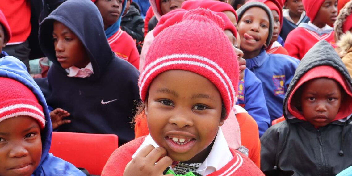 Monoto Reotshepile of Tshepang Primary School received brand-new school shoes from NWK. Photo: NWK