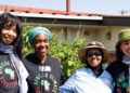 From left to right: Samantha Muller, Mitchelle Mhaka, Washiela Isaacs, and Stella Hertantyo at Cape Town Climate Week, visiting the Oppieyaart in Elsies River.
Photo: The Dollie House