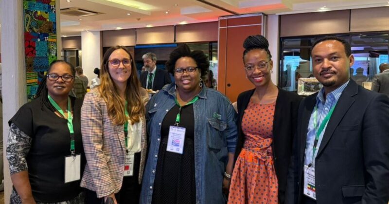 A group of IFAJ Congress delegates, including Food For Mzansi’s Vateka Halile and Lerato Matheka, founder of Lesotho’s only agricultural newspaper, Seahlolo, gather to share insights and connect with fellow agricultural journalists from around the world. Photo: Supplied/Food For Mzansi