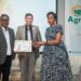 AgriSETA’s Anban Govender (left) and Johannah Masombuka (right) celebrate with Shaun Welmans, CEO of Agri Skills Transfer, whose company won Innovative Skills Development Project of the Year at AgriSETA’s Stakeholder Excellence Awards 2025. Photo: Supplied/Food For Mzansi