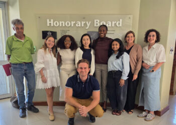 The Tru-Cape team with the Harvard Business School students at Tru-Cape’s office in Somerset-West. From left to right: Henk Griessel (Tru-Cape), Jaclyn Eagle, Lehlogonolo Phala, Hikari Yoshida, Princess Aghayere, Sneha Karkala, Jeanne Fourie (Tru-Cape), and Elri van der Merwe (Tru-Cape). Stephen Jordaan (Tru-Cape) is in front. Photo: Tru-Cape