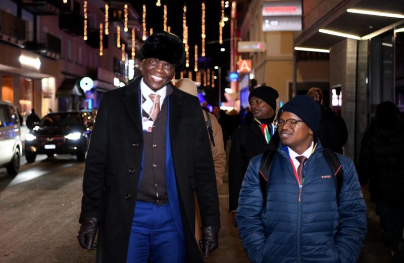Agbiz chief economist Wandile Sihlobo with Minister Ronald Lamola, Minister of International Relations and Cooperation, at the World Economic Forum in Davos, discussing opportunities for South Africa’s agricultural sector. Photo: Supplied/Food For Mzansi