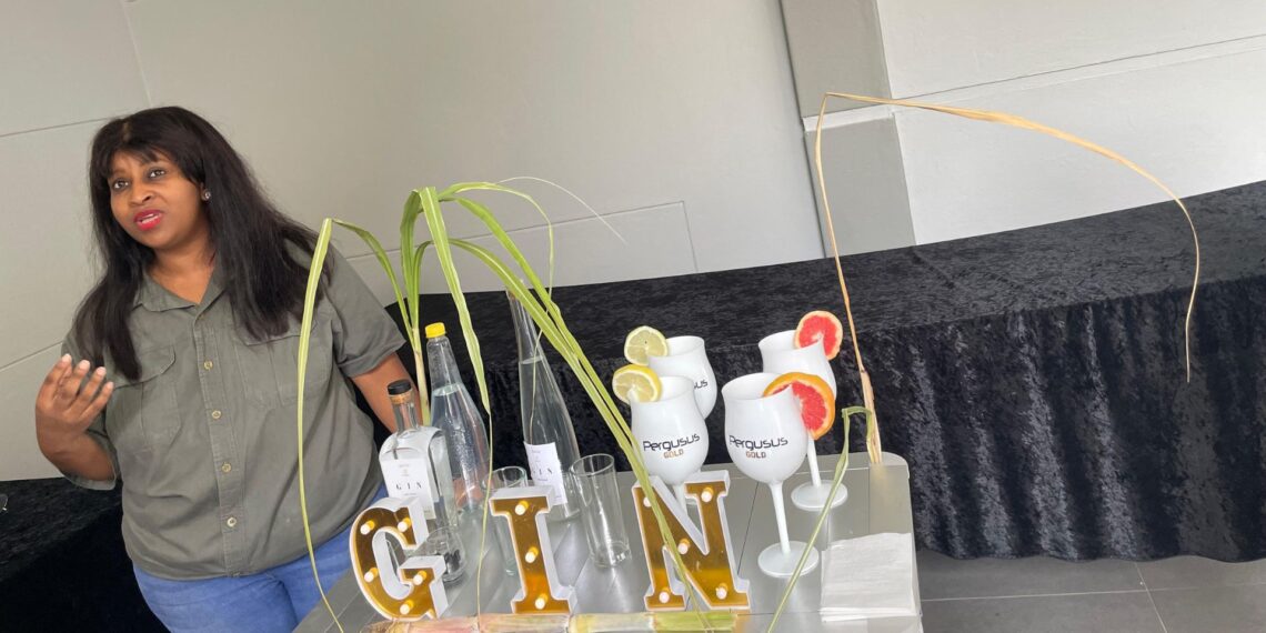 Gugulethu Musuku,
PLAS farmer and spirits innovator, started her business as a hobby with fermented guavas and now produces retail-ready rum and gin. Photo: Lisakanya Venna/Food For Mzansi