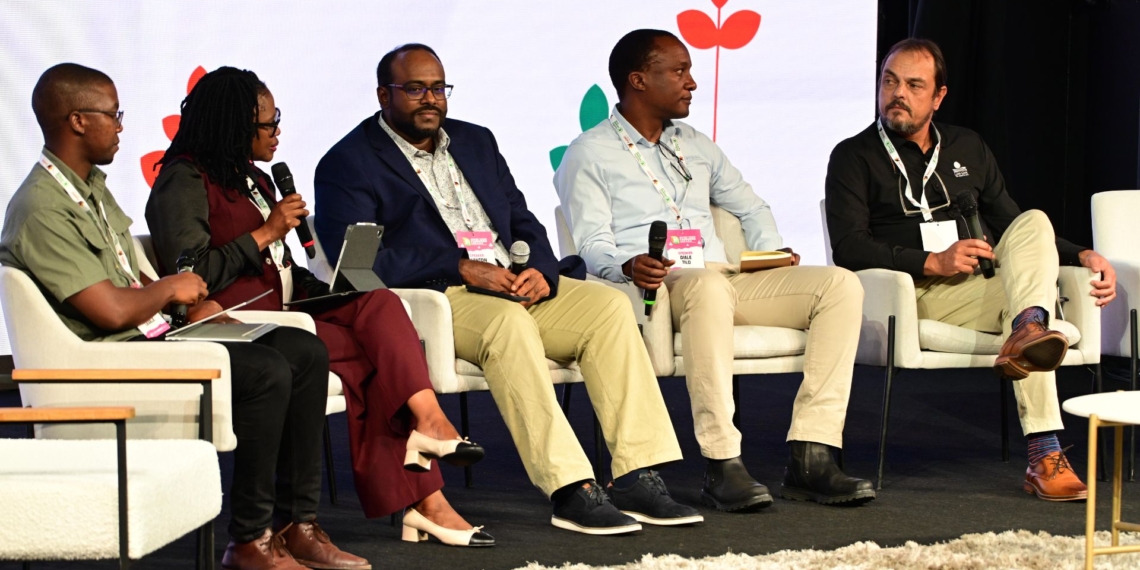 From left to right: Desry Lesele, Keneilwe Nailana-Mabona, Quinton Naidoo, Diale Tilo, and Smit de Wet shared essential finance hacks for young agri-preneurs. Photo: Food For Mzansi