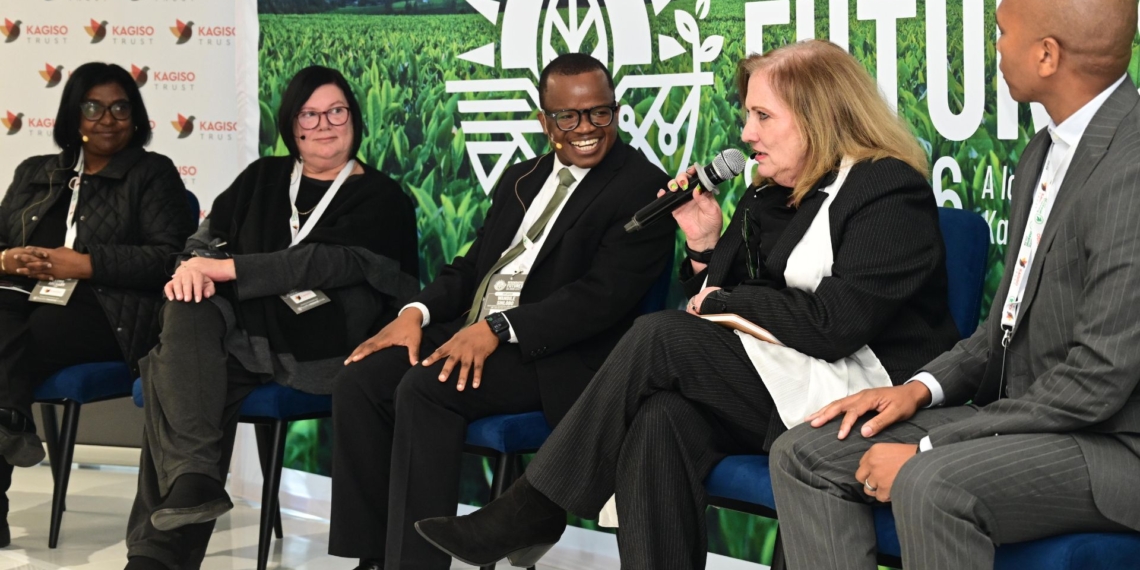 From left to right: Leona Archary, Elzabe Rockman, Dr Dalene Louw, Wandile Sihlobo, and Dr Sifiso Ntombela highlighted the importance of partnerships, policy implementation and farmer support to drive agricultural growth and transformation in South Africa. Photo: Food For Mzansi