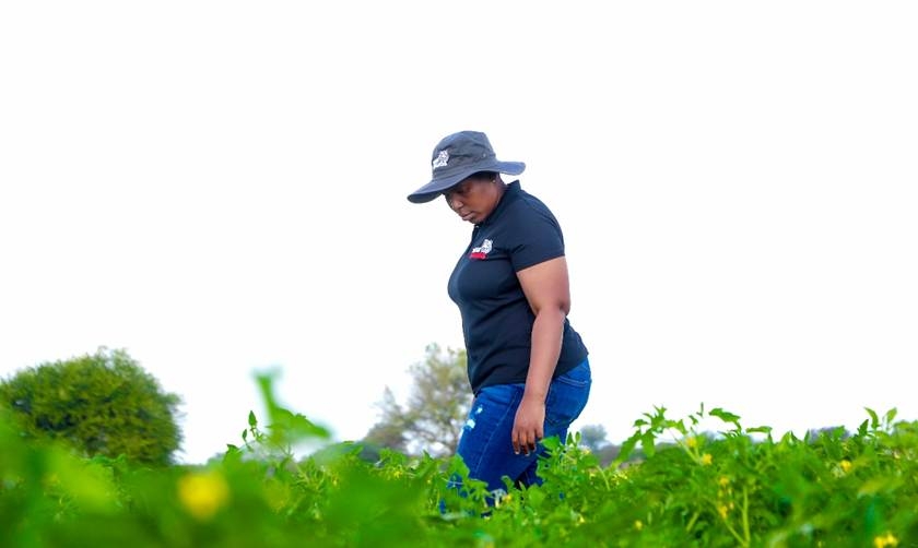 Petunia Molea walks her land at Godzwana General Farming which employs two permanent employees and 15 seasonal workers. Photo: Supplied/Tiger Brands