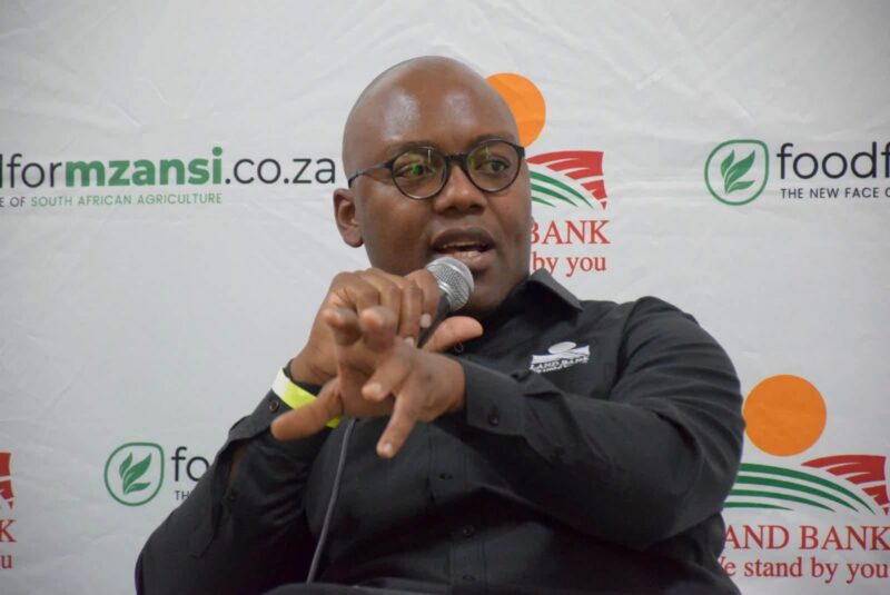 Land Bank acting chief executive Jabu Mphambo at the Food For Mzansi and Land Bank lunchtime conversation on day one of NAMPO Cape 2026. Photo: Supplied/Land Bank