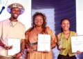 A standing ovation for agriculture’s incredible talent! The Agri’s Got Talent 2026 top three celebrate their achievements: winner Honey Katoo of Endulini Fruit in Patensie, alongside runner-up Clareece Vlotman of Wolfpack in Wolseley and finalist Lwandile Nantsi of Laastedrift in Ceres. Photo: Supplied/Food For Mzansi