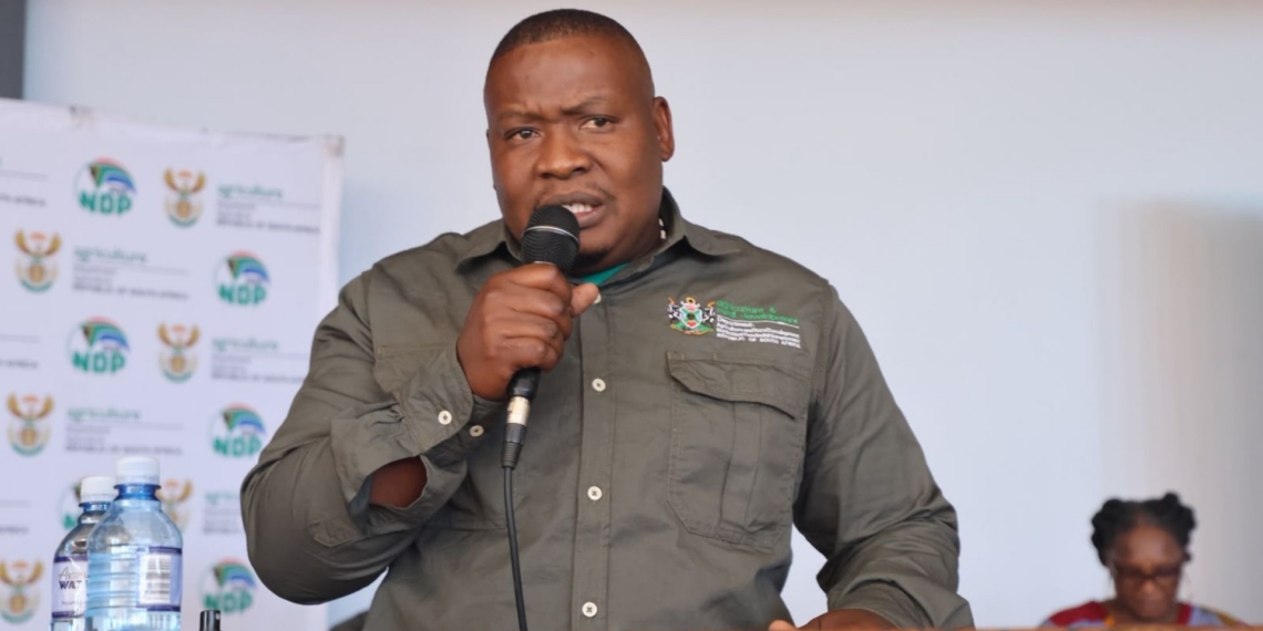 With new machinery support and a packhouse from the North West government, Tshepiso Jantjies of Jantjies Boerdery is boosting local feed production, producing lucerne pellets, and mentoring local smallholders. Photo: Supplied/Food For Mzansi