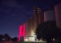 NWK grain silos turn pink to support breast cancer survivors