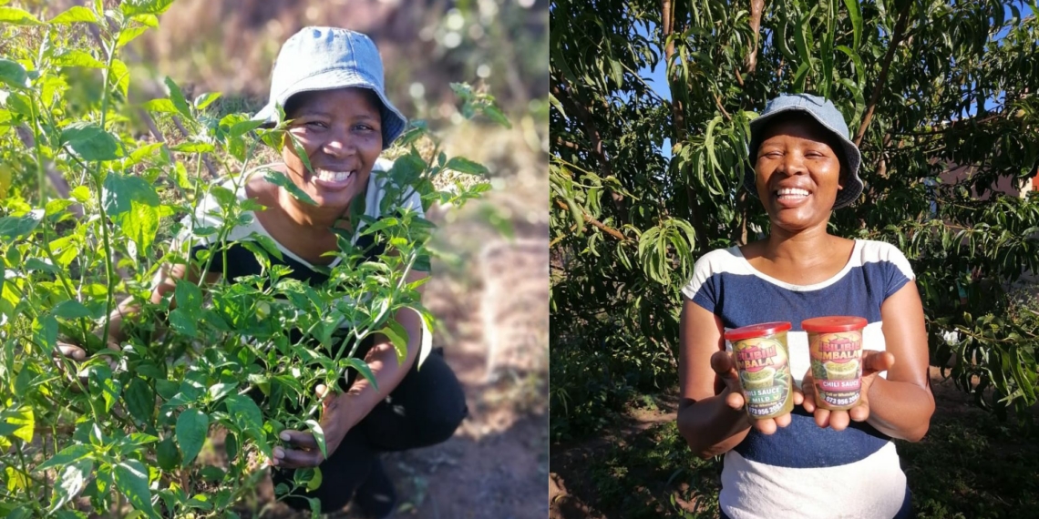 Trudy Sindane uses homegrown chillies and her late grandmother Martha’s recipe to make chilli sauce under her company, NSMH Pty Ltd. Photos: Supplied/Food For Mzansi